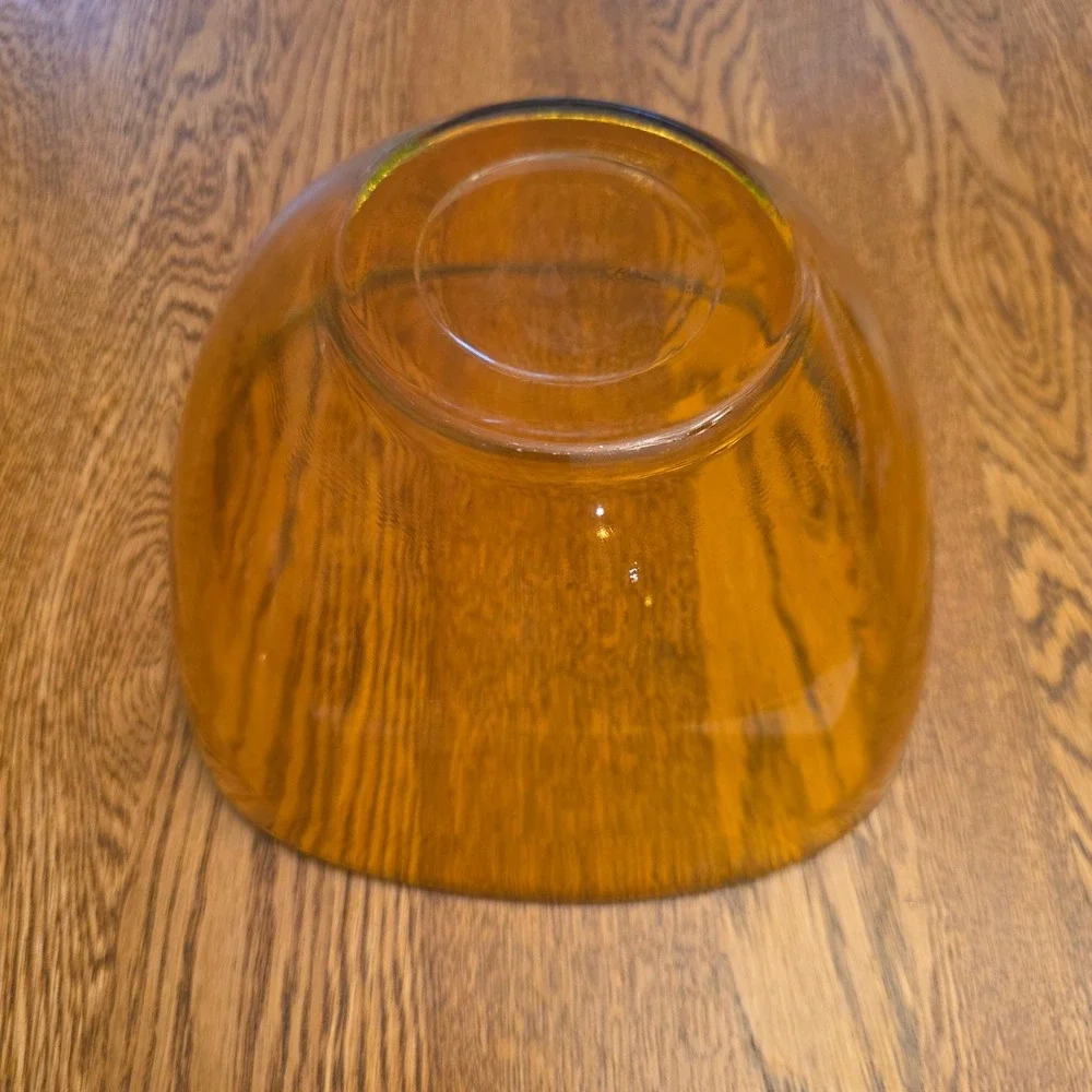 Vereco France Amber Glass Square‎ Serving Bowl Midcentury Vintage Serving Bowl